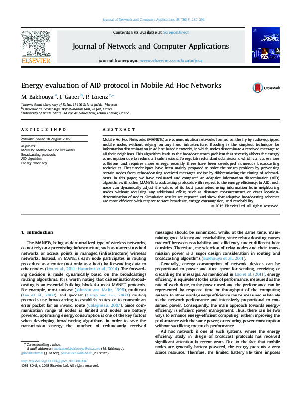 (PDF) Energy evaluation of AID protocol in Mobile Ad Hoc Networks