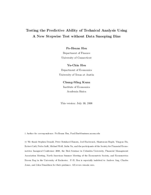 (PDF) Testing the predictive ability of technical analysis using a new ...