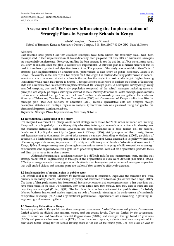 (PDF) Assessment of the Factors Influencing the Implementation of ...