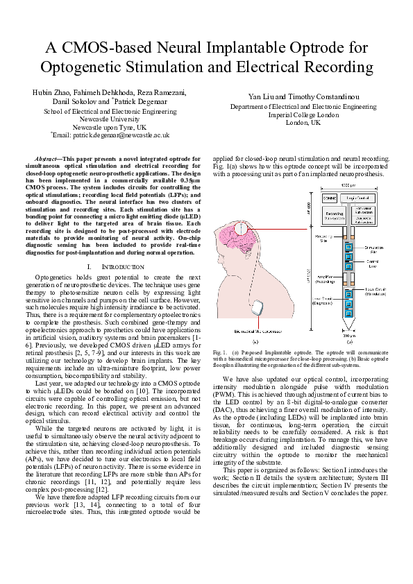 (PDF) A CMOS-based neural implantable optrode for optogenetic ...