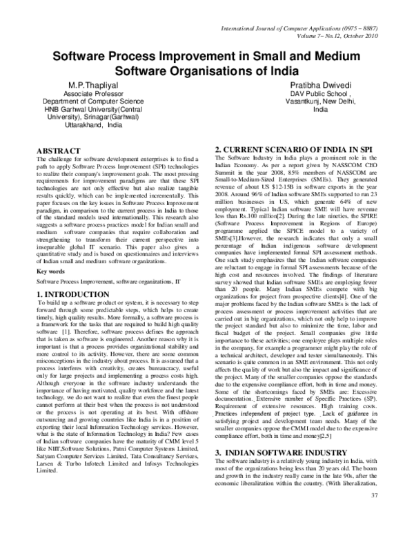 (PDF) Software Process Improvement in Small and Medium Software ...