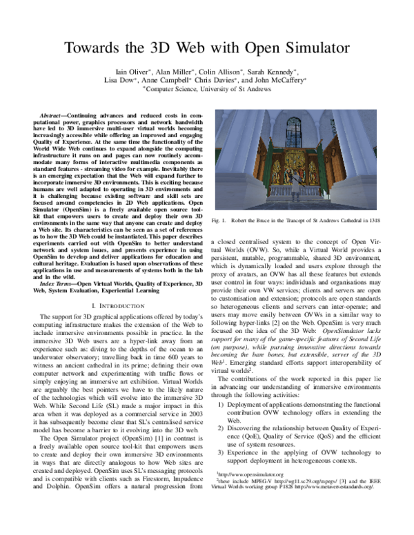 (PDF) Towards the 3d web with open simulator