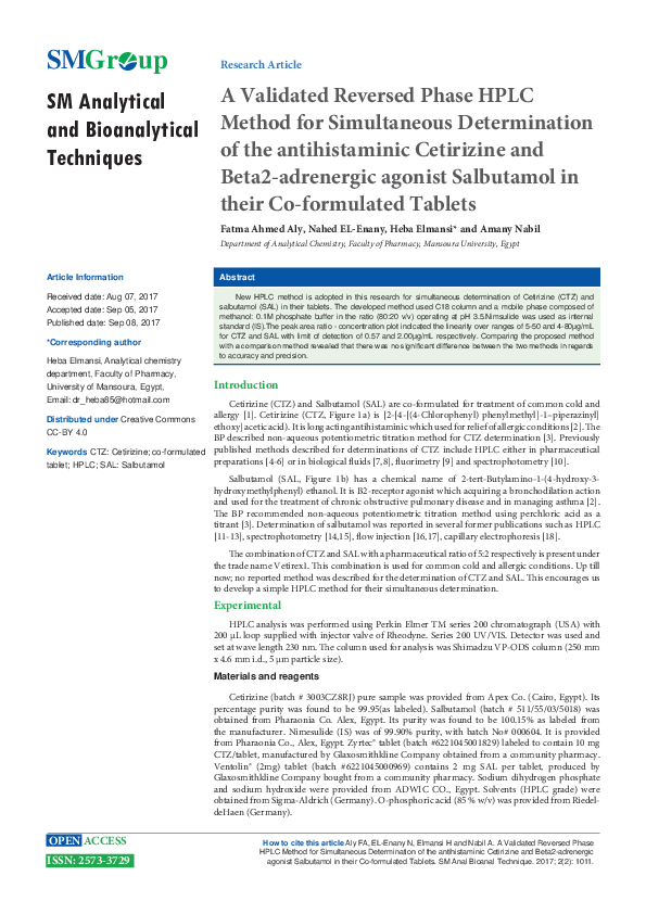 (PDF) A Validated Reversed Phase HPLC Method for Simultaneous ...