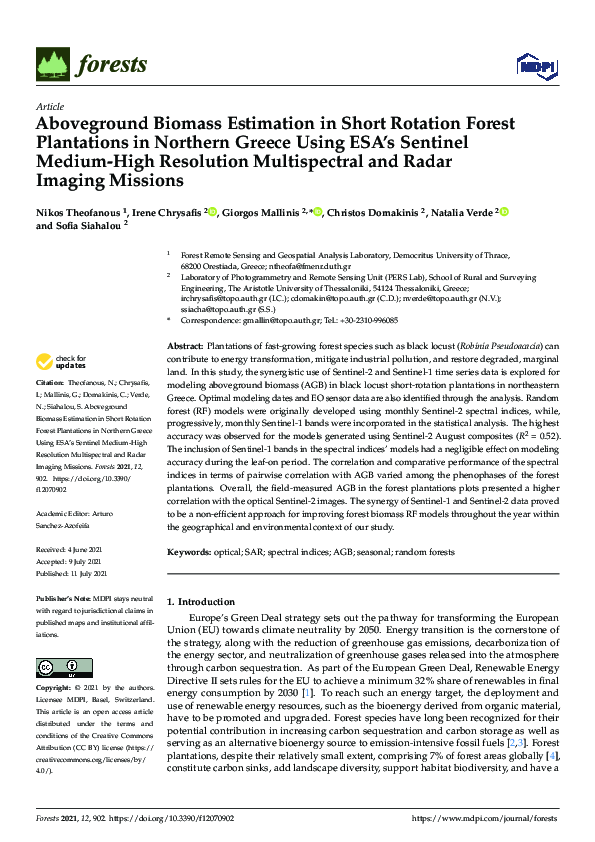 (PDF) Aboveground Biomass Estimation in Short Rotation Forest ...