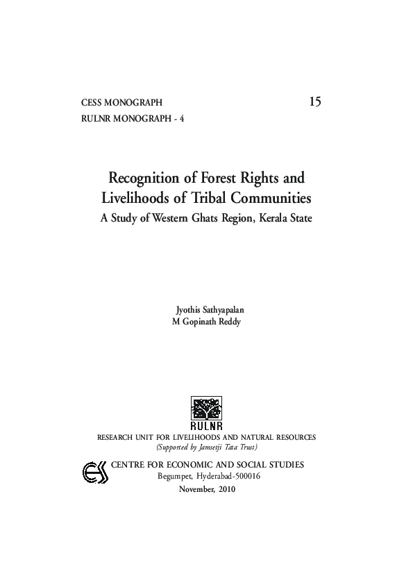 (PDF) Recognition of Forest Rights and Livelihoods of Tribal ...