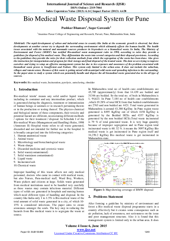 (PDF) Bio Medical Waste Disposal System for Pune Pushkar Bhamare