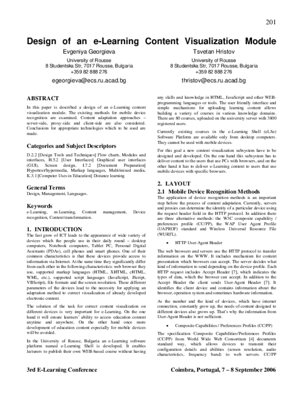 (PDF) Design of an e-Learning Content Visualization Module