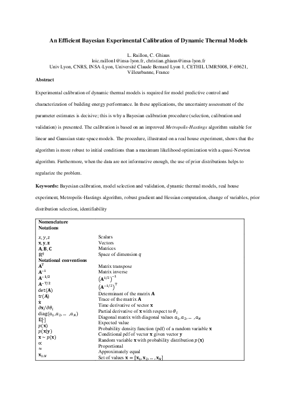 (PDF) An efficient Bayesian experimental calibration of dynamic thermal ...