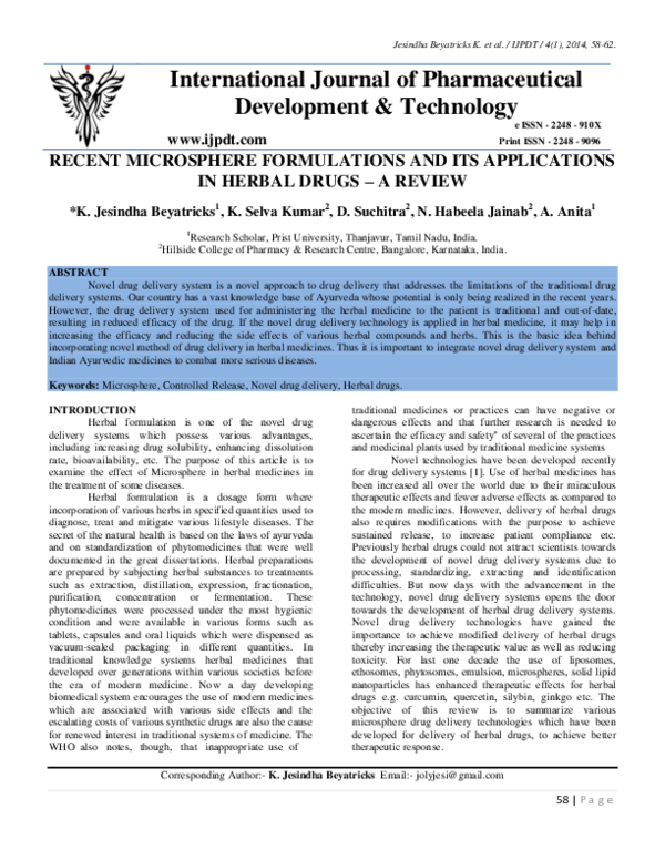 (PDF) Recent Microsphere Formulations and Its Applications in Herbal ...
