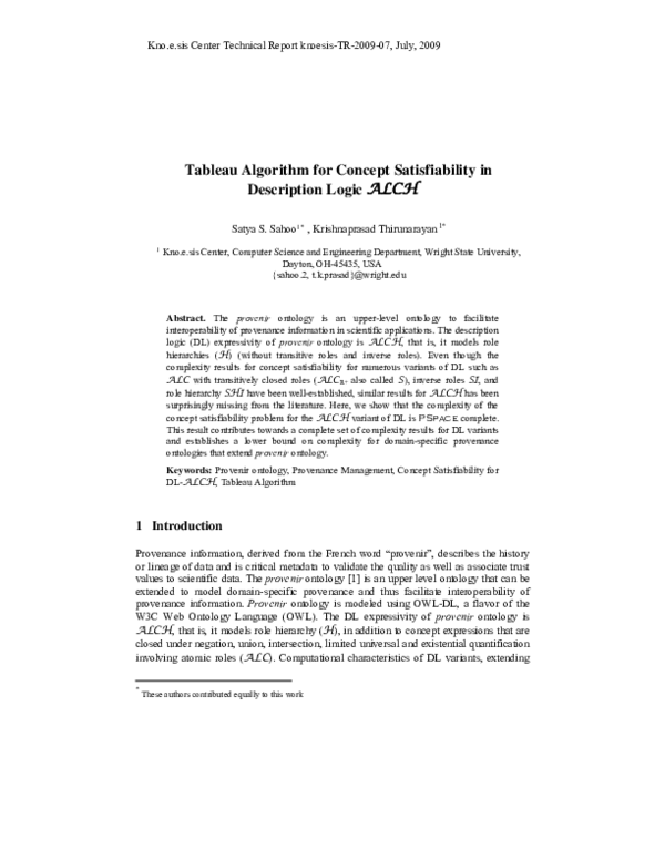 (PDF) Tableau algorithm for concept satisfiability in description logic ...