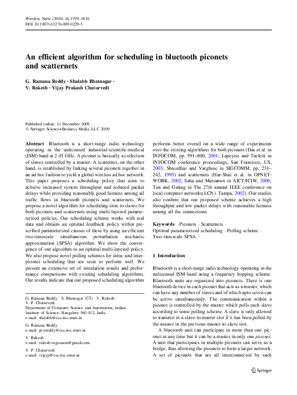 (PDF) An efficient algorithm for scheduling in bluetooth piconets and ...
