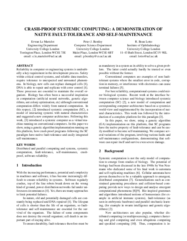 (PDF) Crashproof systemic computing a demonstration of native fault
