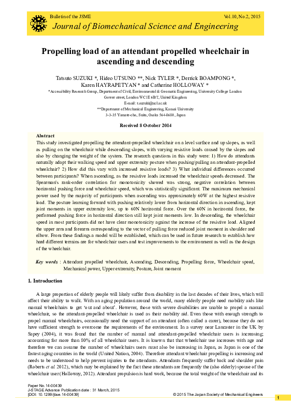 (PDF) Propelling load of an attendant propelled wheelchair in ascending ...