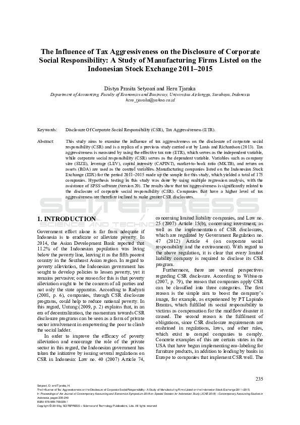 (PDF) The Influence of Tax Aggressiveness on the Disclosure of ...