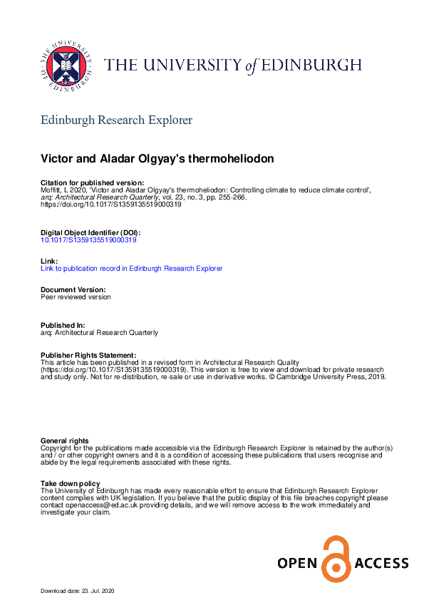 (PDF) Victor and Aladár Olgyay’s thermoheliodon controlling climate to