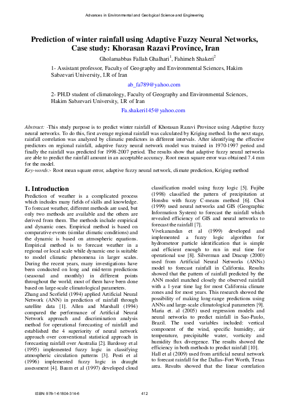 (PDF) Prediction of Winter Rainfall Using Adaptive Fuzzy Neural ...