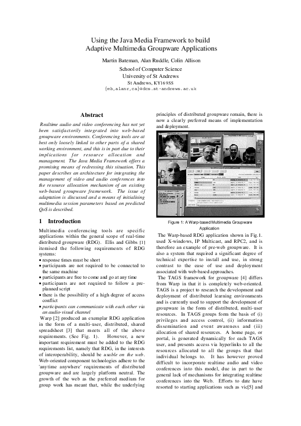 (PDF) Using the Java Media Framework to build Adaptive Multimedia ...
