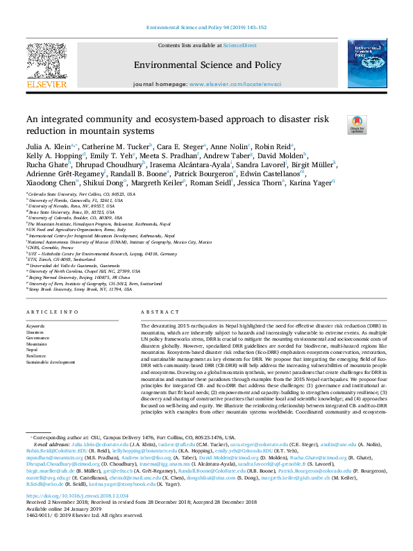 (PDF) An integrated community and ecosystem-based approach to disaster ...