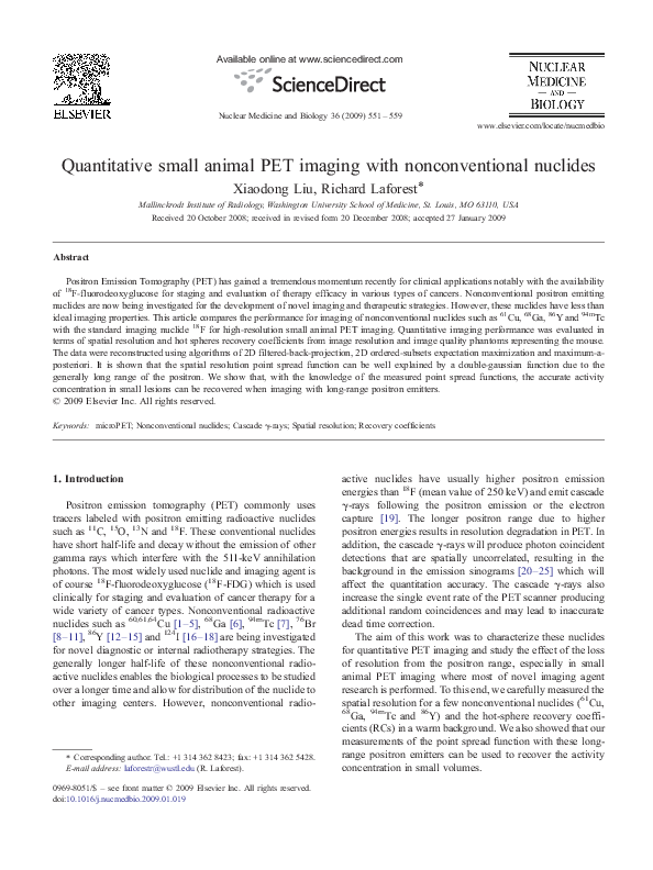 (PDF) Quantitative small animal PET imaging with nonconventional nuclides