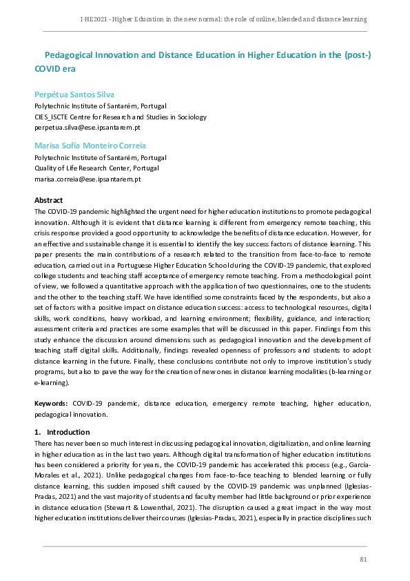 (PDF) Pedagogical Innovation and Distance Education in Higher Education ...
