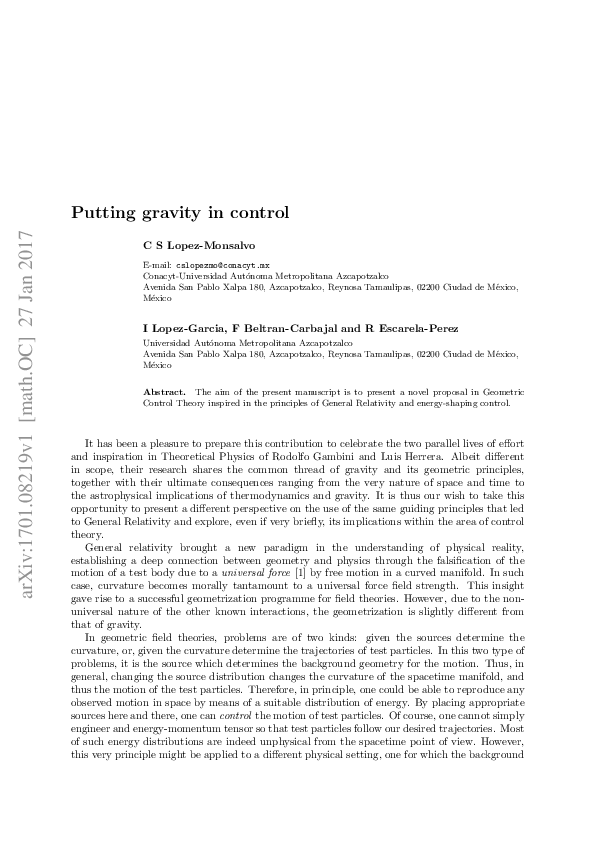 (PDF) Putting gravity in control