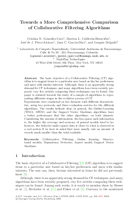 (PDF) Towards a More Comprehensive Comparison of Collaborative ...