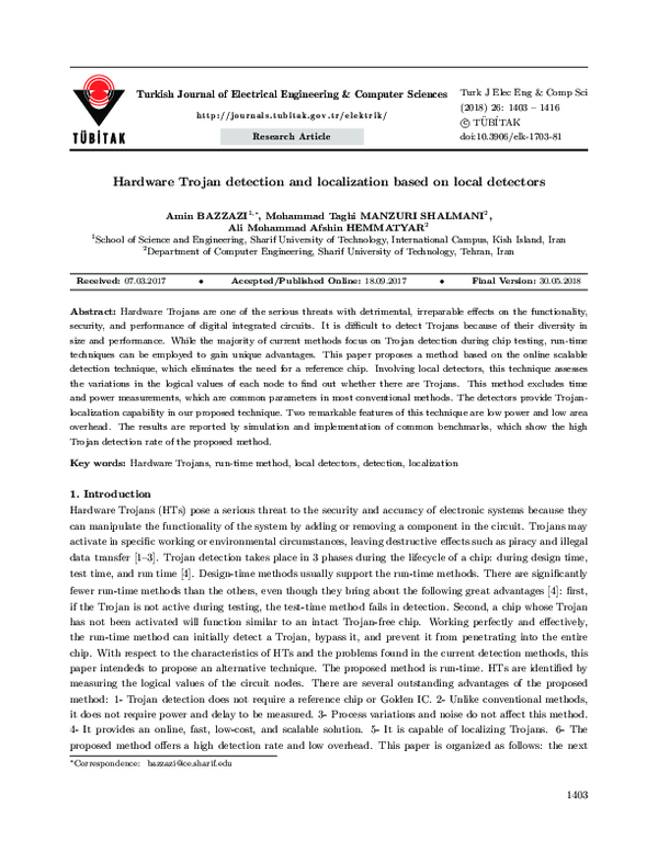 (PDF) Hardware Trojan detection and localization based on local detectors