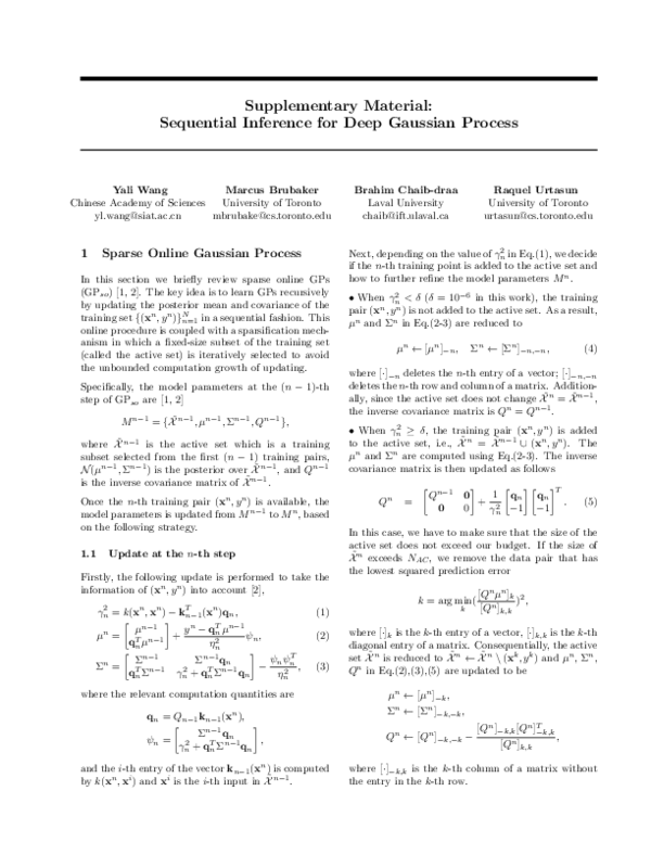 (PDF) Supplementary Material : Sequential Inference for Deep Gaussian ...