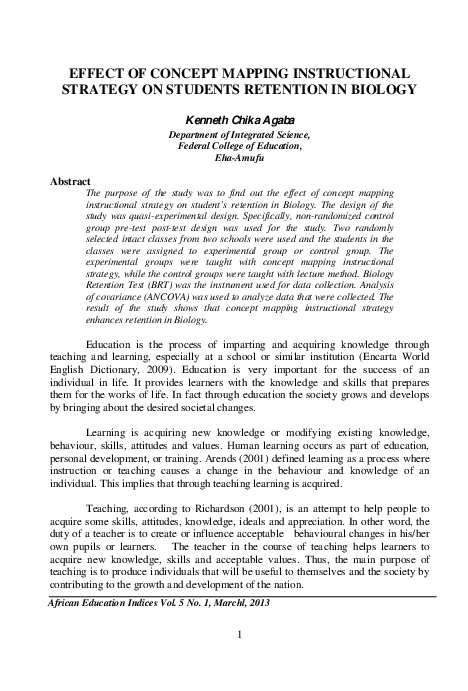 (PDF) Effect of Concept Mapping Instructional Strategy on Students ...
