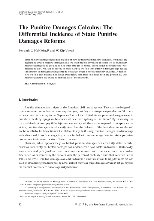 (PDF) The Punitive Damages Calculus: The Differential Incidence of ...