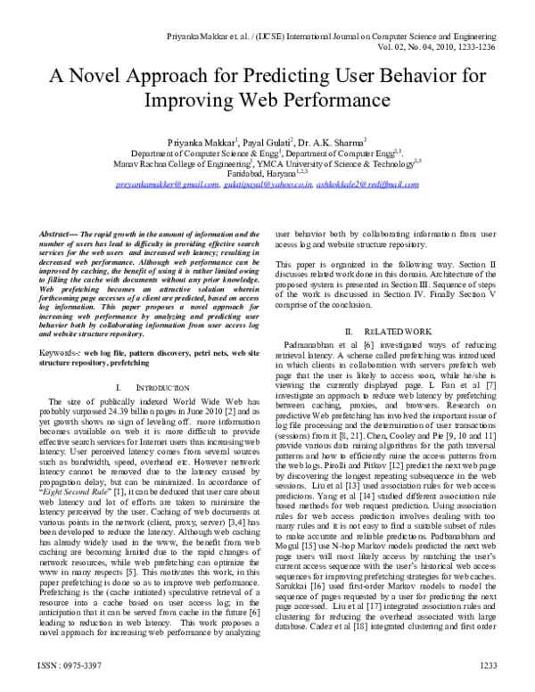 (PDF) A Novel Approach for Predicting User Behavior for Improving Web ...