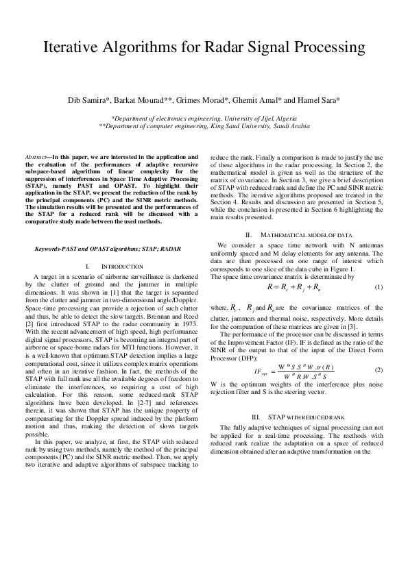 (PDF) Iterative Algorithms for Radar Signal Processing