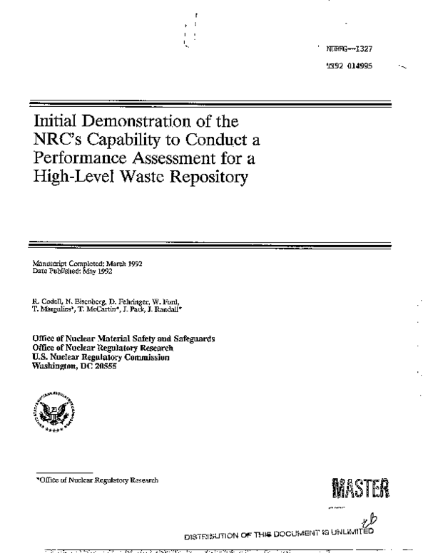 (PDF) Initial demonstration of the NRCs capability to conduct a