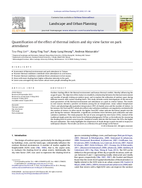 (PDF) Uantification of the Effect of Thermal Indices and Sky View ...