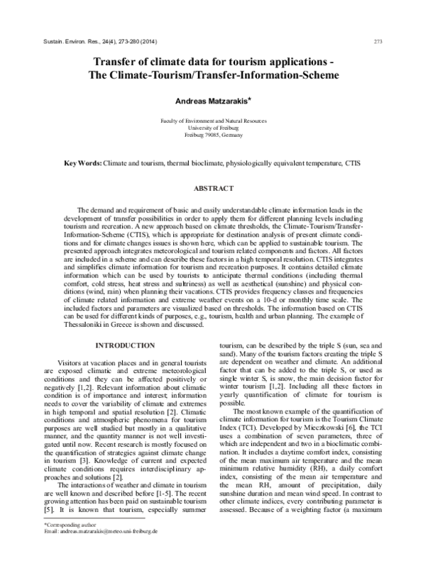 (PDF) Transfer of climate data for tourism applications - The Climate ...