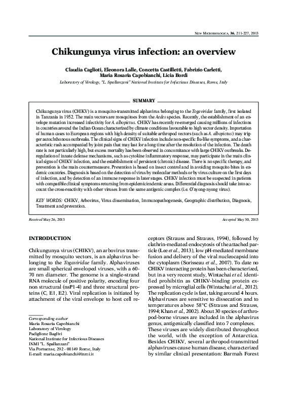 (PDF) Chikungunya virus infection: an overview