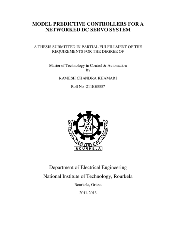 (PDF) Model Predictive Controllers for a Networked DC Servo System