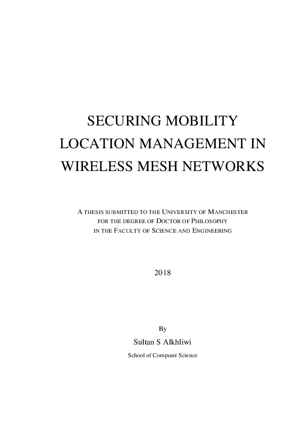 (PDF) Securing mobility location management in wireless mesh networks