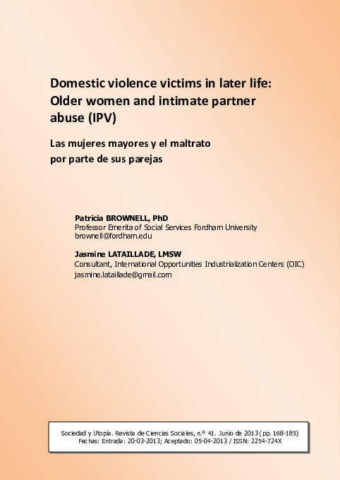 (PDF) Domestic violence victims in later life: older women and intimate ...