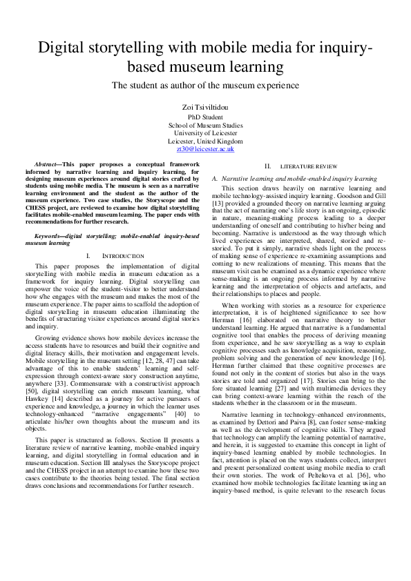 (PDF) Digital storytelling with mobile media for inquiry-based museum ...