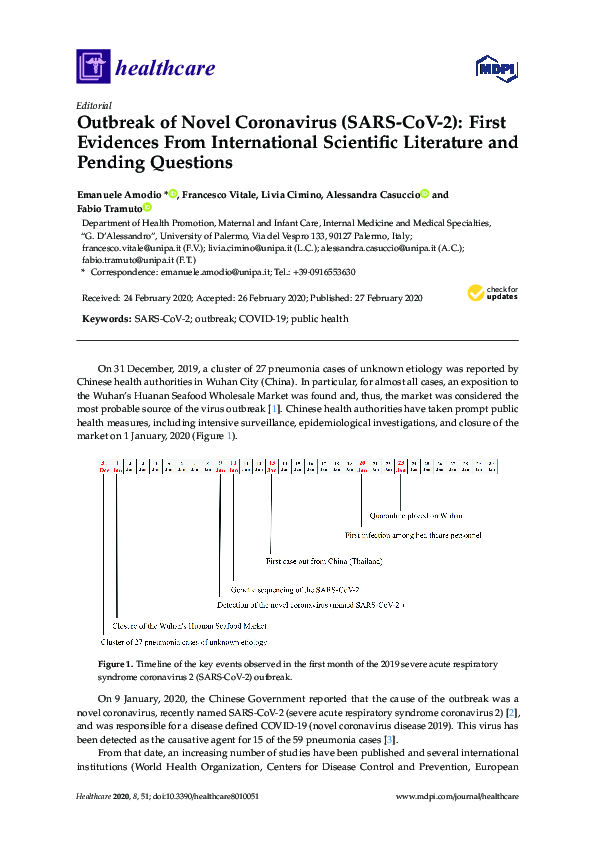 (PDF) Outbreak of Novel Coronavirus (SARS-Cov-2): First Evidences From ...