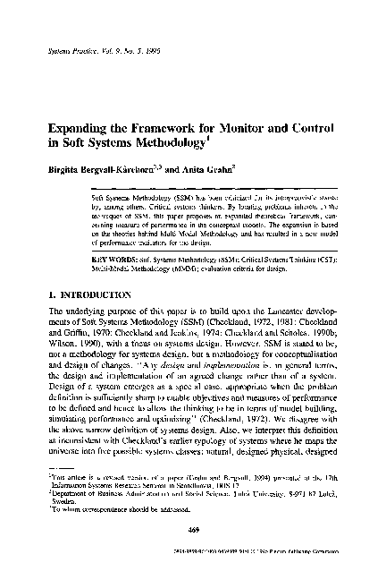 (PDF) Expanding the framework for monitor and control in soft systems ...