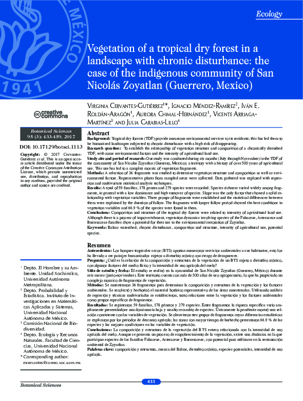 (PDF) Vegetation of a tropical dry forest in a landscape with chronic ...