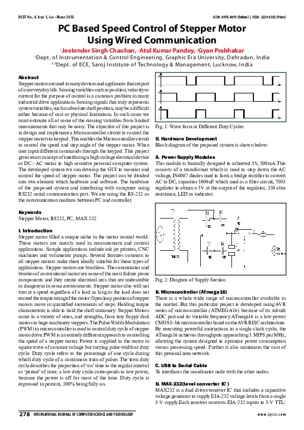 (PDF) PC Based Speed Control of Stepper Motor Using Wired Communication