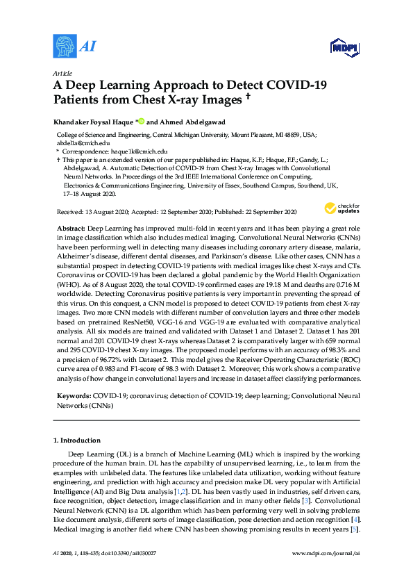 (PDF) A Deep Learning Approach to Detect COVID-19 Patients from Chest X ...