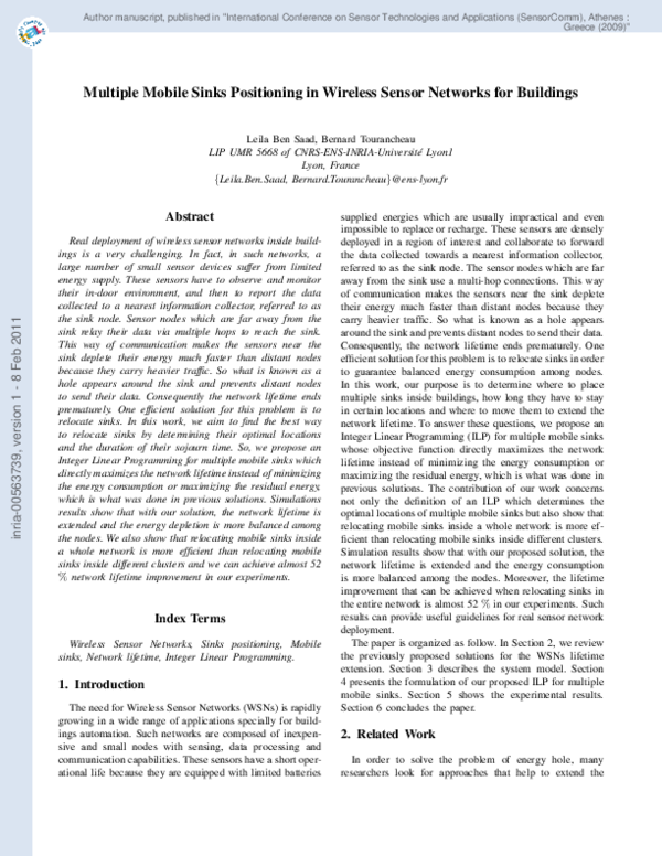 (PDF) Multiple mobile sinks positioning in wireless sensor networks for ...