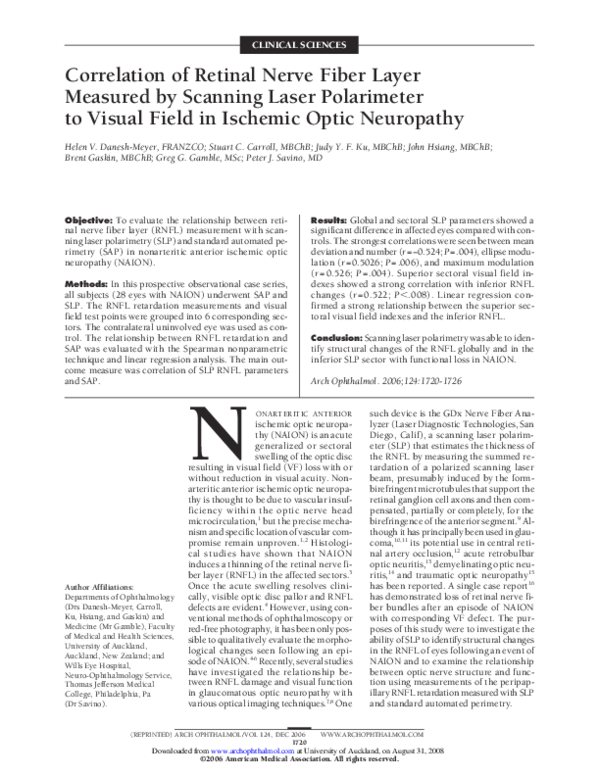 (PDF) Correlation of Retinal Nerve Fiber Layer Measured by Scanning ...