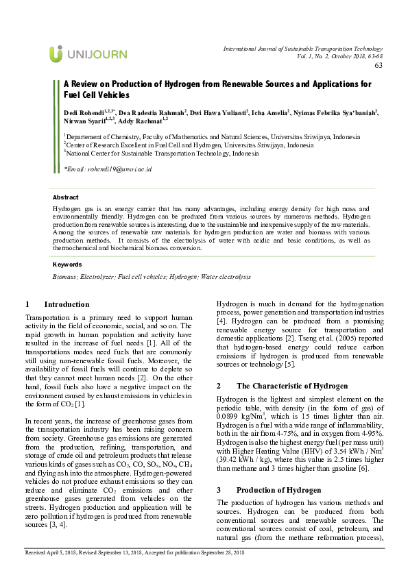 (PDF) A Review on Production of Hydrogen from Renewable Sources and ...