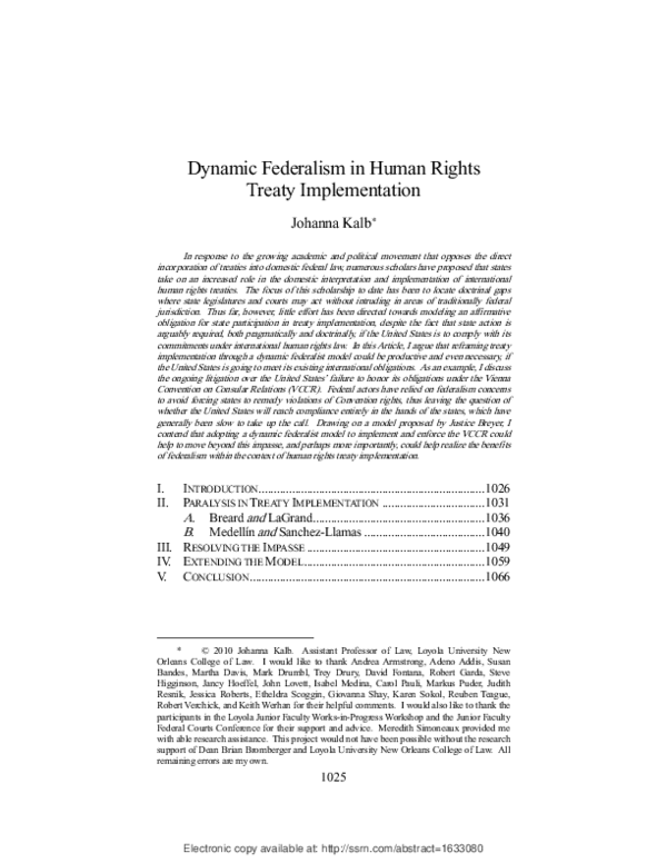 (PDF) Dynamic Federalism in Human Rights Treaty Implementation