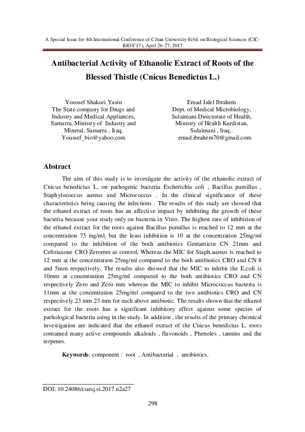 (PDF) ANTIBACTERIAL ACTIVITY OF THE ETHANOLIC EXTRACT OF LEAVES OF ...